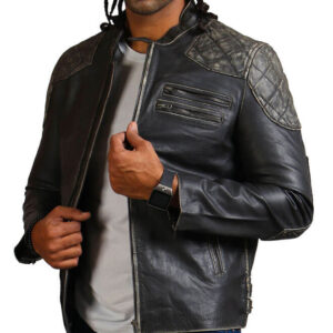 Men's Distressed Retro Leather Jacket