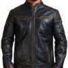 Men's Black Distressed Vintage Leather Jacket