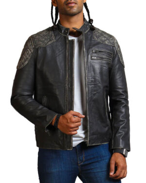 Men's Distressed Retro Leather Jacket