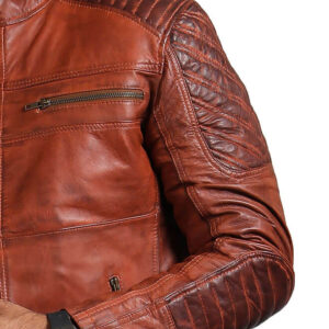 Brown Biker Style Men's Leather Jacket