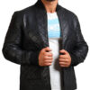 Diamond Quilted Black Leather Jacket