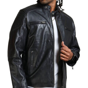 Black Gothic Biker Leather Jacket