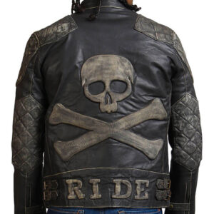 Gothic Skull and Crossbones Biker Jacket