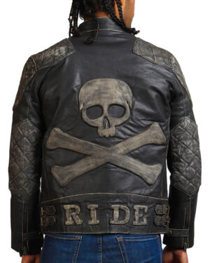Gothic Skull and Crossbones Biker Jacket