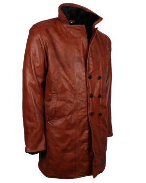 Men’s Brown Vintage Leather Shearling Coat