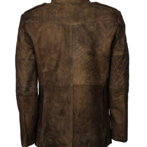 Vintage Brown Military Officer Leather Coat