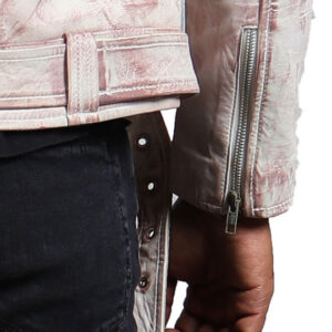 Hand-Waxed White Vintage Motorcycle Jacket