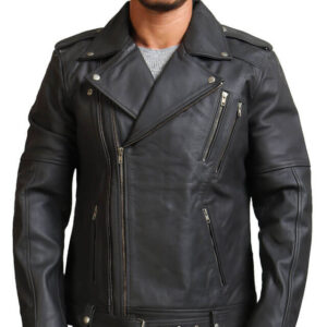 Grey Motorcycle Genuine Leather Jacket