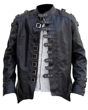 Black leather Gothic Coat Jacket