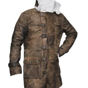 Men's Dark Knight Brown Bane Distressed Leather Coat