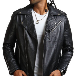 Black Motorcycle Leather Jacket for Men