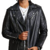 Black Motorcycle Leather Jacket for Men