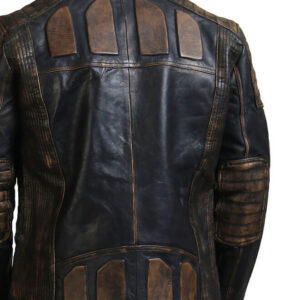 Distressed Black Biker Leather Jacket