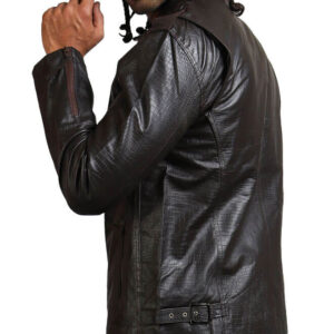 Men's Biker Textured Black Leather Jacket