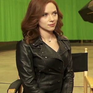 Captain America: Civil War Black Widow Biker Leather Jacket