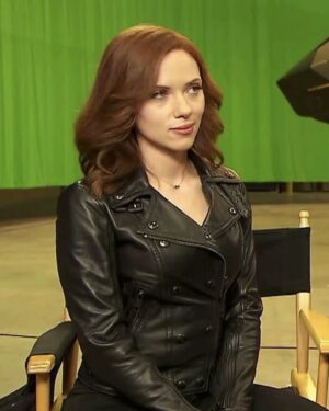 Captain America: Civil War Black Widow Biker Leather Jacket