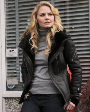 Once Upon a Time Emma Swan Shearling Leather Jacket