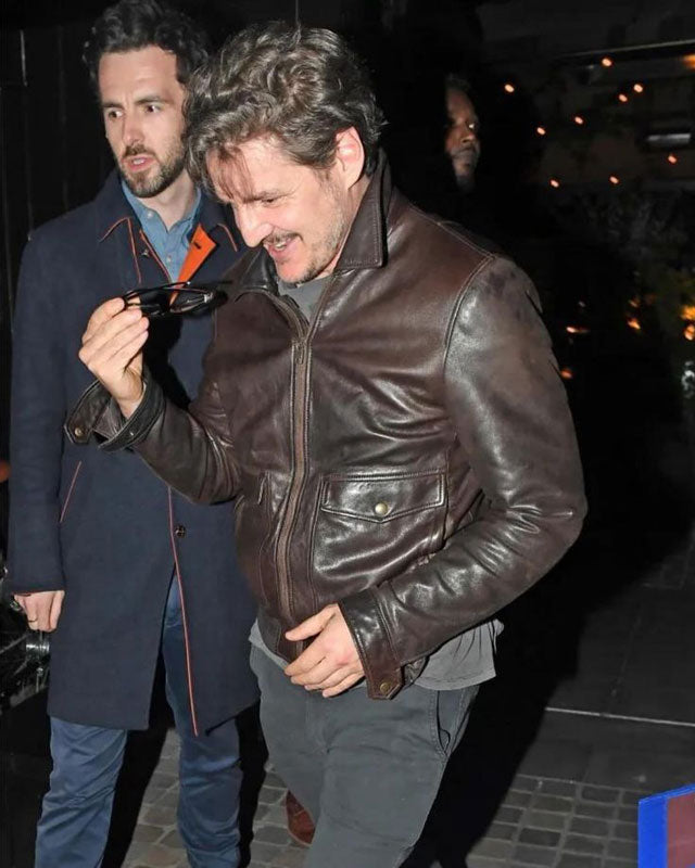 Pedro Pascal Dark Brown Leather Jacket