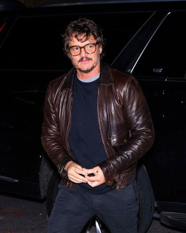 Pedro Pascal Dark Brown Leather Jacket