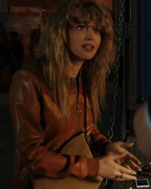 Poker Face Charlie Cale Leather Bomber Jacket