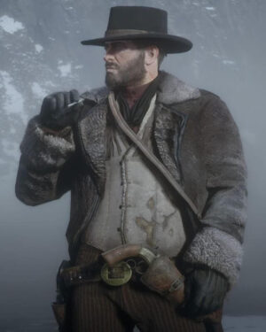 RDR Arthur Morgan Black Shearling Leather Coat