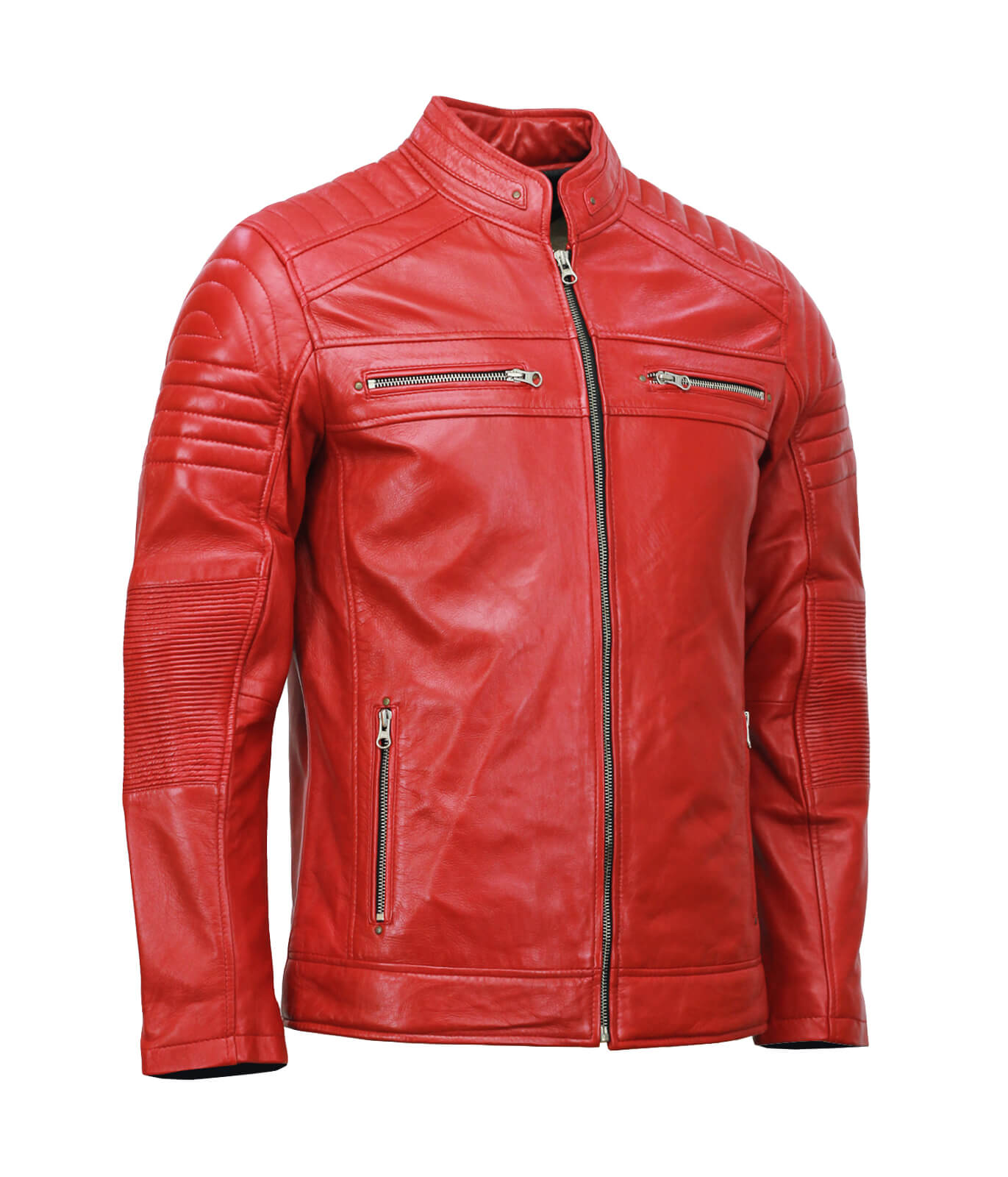 Men’s Café Racer Red Biker Leather Jacket