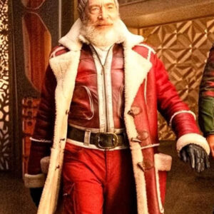 Red One Santa Shearling Leather Coat