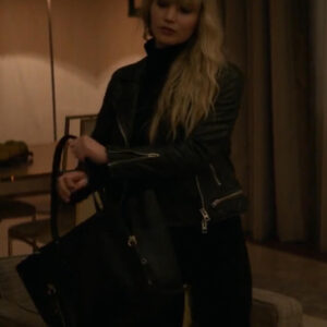 Red Sparrow Jennifer Lawrence Black Leather Jacket