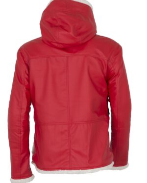 Christmas Costume Santa Leather Coat with Hood