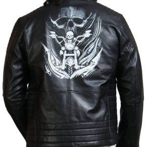 Black Gothic Biker Leather Jacket