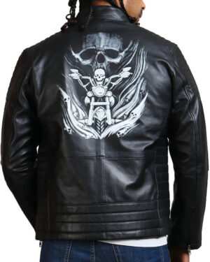 Black Gothic Biker Leather Jacket