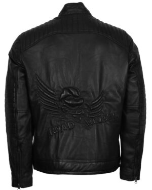 Skull With Wings Road Rebel Leather Biker Jacket