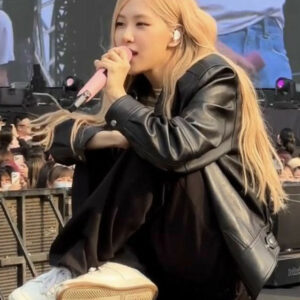 Blackpink Rose Black Leather Jacket