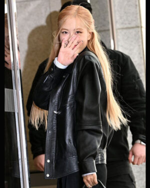 Blackpink Rose Black Leather Jacket