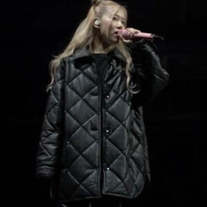 Blackpink Rose Oversized Puffer Leather Jacket