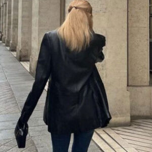 Blackpink Rose Black Leather Blazer