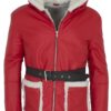 Christmas Costume Santa Leather Coat with Hood