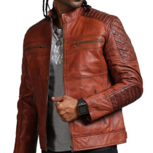 Brown Biker Scarecrow Leather Jacket