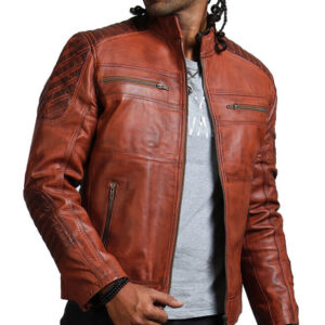 Brown Biker Scarecrow Leather Jacket