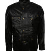 Black Sheepskin Leather Coat With Belt