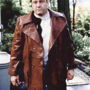 The Sopranos James Gandolfini Brown Leather Coat
