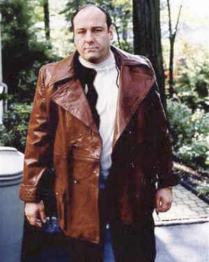 The Sopranos James Gandolfini Brown Leather Coat