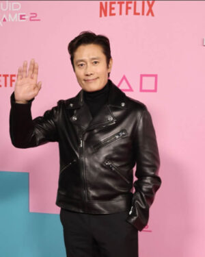 Squid Game Front Man Black Leather Jacket S02