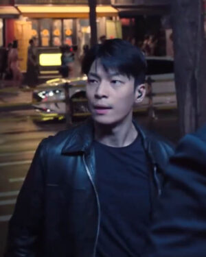 Squid Game Wi Ha-joon Black Leather Jacket S02