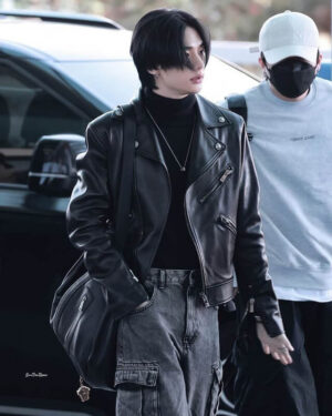 Stray Kids Hyunjin Biker Leather Jacket