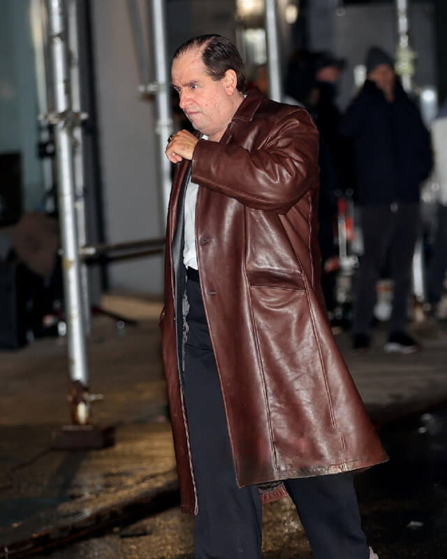 The Penguin Colin Farrell Brown Leather Coat
