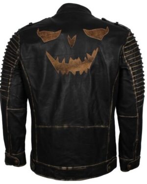 Men's Black Hooded Killing Joke Scarecrow Genuine Leather Jacket