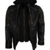 Men's Killing Joke Genuine Leather Jacket with Hood
