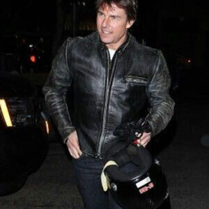 Distressed Biker Tom Cruise Leather Jacket