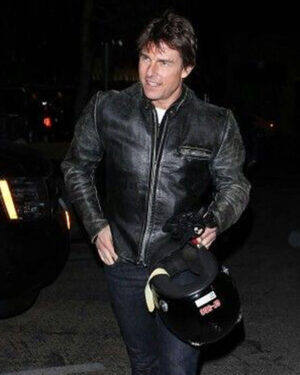 Distressed Biker Tom Cruise Leather Jacket